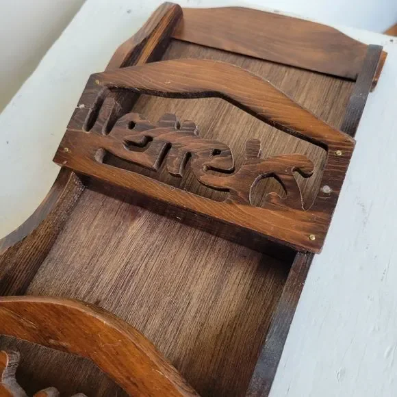 🇨🇦 Vintage 70s Wooden Letter Holder Wall Mount - Picture 6 of 9